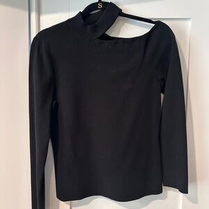 A.L.C. Black Asymmetric Cutout Mock Neck Sweater